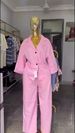 Women's Pink Two Piece Set Casual Fashion 2026 American Style High Waist Straight Leg Pants And Collar Top Ensemble_ecoleips.com