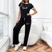 Women's Clothing Women's Summer Fashionable Casual Two Piece Set Simple Round Neck Short Sleeve Top And Loose Pants Print Design_ecoleips.com