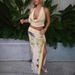 2025 New Women's Fashion Sexy Backless Halter Top Slim Fit Printed Long Dress Two-Piece Set_ecoleips.com