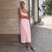Summer New Style Knitted Slip Dress Casual Lazy Vacation Square Neck Pleated Women's Clothing_ecoleips.com