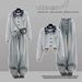 Women's Clothing Women's Stylish Two Piece Suit Faux Sweatshirt Shirt Set Paired With High-Waisted Slimming Loose Straight Leg Jeans_ecoleips.com