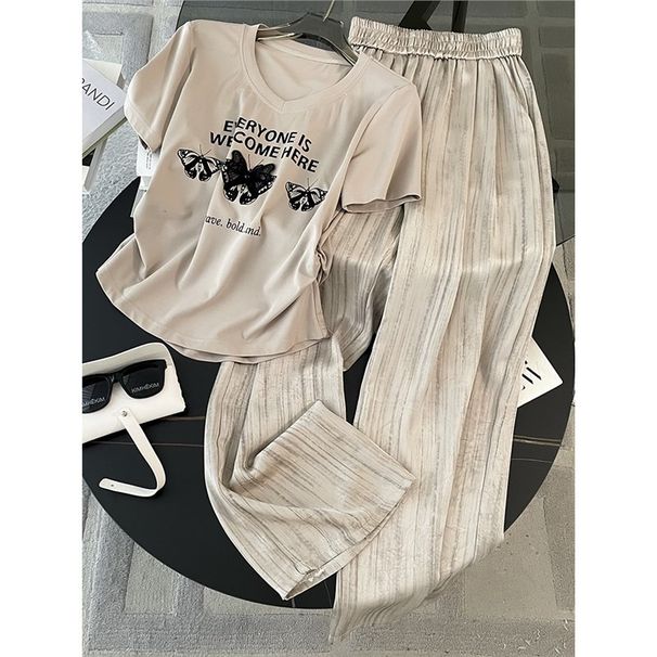 Women’s Clothing Summer Short Sleeved Sports Suits For Women New Style Fashionable Loose Drape Wide Leg Pants Two Piece Suit_ecoleips.com