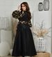 Women's Clothing Spring And Summer Sexy Gold Printed Satin Ballroom Dress_ecoleips.com