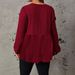 2025 Autumn/Winter New European And American Style Pleated Round Neck Solid Color Waffle Casual Fashion Long Sleeve Top_ecoleips.com