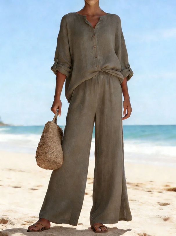 Women's Casual Loose Wide Leg Pants Set_ecoleips.com