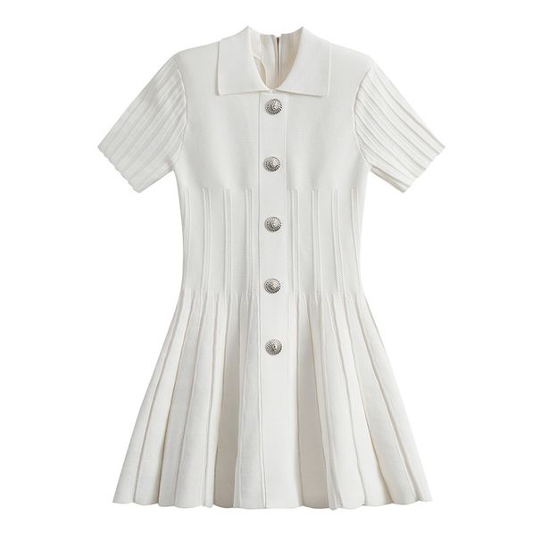 Women's Clothing Spring And Summer Fashion Anti Strip Knitted Lapel Slim Fit A Line Temperament Black Dress_ecoleips.com