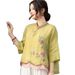 2026 Summer Artistic, Retro, New Chinese-Style Cotton And Linen Embroidery Color-Blocking Short-Sleeved And Mid-Sleeved_ecoleips.com