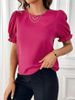 Verve Women's Fashion 2025 Summer New Stylish Elegant Solid Color Round Neck Shirt Top_ecoleips.com