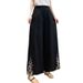 Suitable For All Seasons Women's Linen 2025 Summer High Waist Loose Slimming Straight Ethnic Style Embroidered Solid Color Casual Pants Thin_ecoleips.com