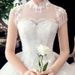 Wedding Dress New Bride Slim Stand Collar Flower One ShoulderLace Wedding Dress_ecoleips.com
