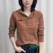Fashionable Striped Hooded Long-Sleeve T-Shirt, Versatile For Spring And Autumn, Plus-Size Women's Clothing, Slimming, A_ecoleips.com