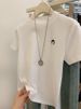 Women's Clothing Hot Girl Wear Small Stand Up Collar Pure Cotton Embroidered Shoulder Top Short Sleeved T Shirt_ecoleips.com