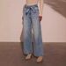 Women's Clothing High Waist Wide Leg Jeans For Women Tie Up Washed Straight Leg Denim European And American Style_ecoleips.com