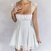 Elegant Lace Trim Square Neck Backless Bodycon Dress - Sexy Sleeveless Mini Dress For Women, High Waist French Style, White/Black/Red/Blue/Pink/Purple_ecoleips.com