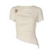 Summer New Arrivals Women's Asymmetrical Slim Fit T-Shirt Top European American Style Cross Border Fashionable Versatile Hot Girl Style_ecoleips.com