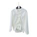 Women's French Style Pleated Collar White Shirt Soft Gentle Drawstring Design Slimming Elegant Versatile for Commuting_ecoleips.com
