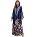Muslim Dress Women Elegant Middle Eastern Abaya Dress – Flowing Long Sleeve Maxi Dress With Embroidery & Floral Print, Comfortable Polyester Fabric_ecoleips.com