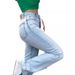 Women's Clothing New Women's Clothing Light Blue Slim High Waist Jeans_ecoleips.com