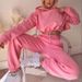 Women's Clothing Stylish Long Sleeve Sporty Lounge Set - 3D Print Jogger Pants & Floral Sleeve Top - Gothic Streetwear (Blue/White/Khaki/Purple/Pink)_ecoleips.com