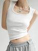 Women Solid U Neck Ribbed Tank Top Camisole Women Summer Basic Elastic Tank Top U Neck Solid Tank Top_ecoleips.com
