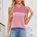 Women's Clothing Women's Tops Casual Stitching Contrast Color Round Neck Sleeveless Vest_ecoleips.com