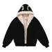 Style Mountain Carving Furry Fur Collar Cotton Jacket Fleece Thickened Jacket_ecoleips.com