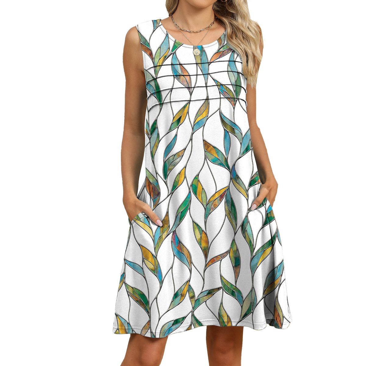 Fashion Cross-Border Trade 2026 Spring Summer New Printed Tank Loose Pocket Dress For Women In Stock_ecoleips.com