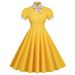 Vintage 50s Hepburn Style Polka Dot Bridesmaid Dress Contrasting Shirt Collar Retro Big Swing Slim Fit for Women_ecoleips.com