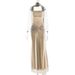 Strapless Silver-Toned Gown – High Waist A-Line Evening Dress With Detachable Neck Scarf (Black/Khaki, S-L)_ecoleips.com