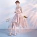 Elegant Princess Lace Dress - A-Line Formal Evening Gown With Long Sleeves, High Waist, Corset Back For Banquet, Wedding Guest, Party ( S-XXXL)_ecoleips.com
