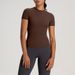 Women's Clothing Yoga Short Sleeved High Elastic Nude Breathable T Shirt Tops Sports Running Fitness Clothes_ecoleips.com