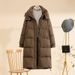 Women's Long Down Jacket With White Duck Feather, Oversized Loose Fit, Knee-Length Warm Winter Coat, Casual & Stylish Outerwear For Daily Wear_ecoleips.com