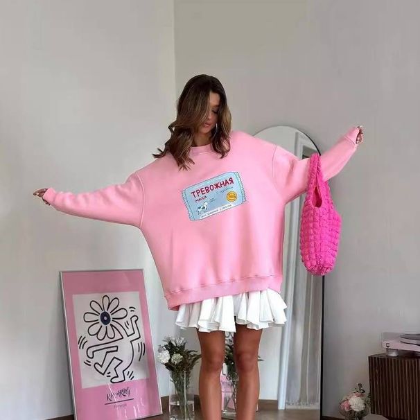 Dopamine-Boosting Oversized Sweatshirt (Playful Embroidered Graphic, 95% Organic Cotton, Gender-Neutral Fit, Y2K Nostalgia, Color Therapy Essential)_ecoleips.com