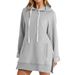 Women's Clothing Solid Color Autumn/Winter Hooded Pocket Slit Fleece Lined Long Women's Sweatshirt_ecoleips.com