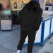 Women's Fleece-Lined Sweatshirt & Pants Set – Cozy Casual Two-Piece Outfit, Round Neck Print Top, Soft Polyester, Sizes S-XXL (Black)_ecoleips.com