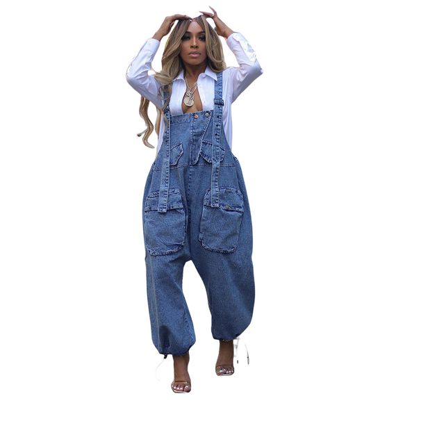 Women's Fashion Casual Wide Leg Denim Overalls Slim Fit Flared Denim Jumpsuit – Stretchy Washed Long Sleeve_ecoleips.com