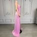 Elegant Pink High-Slit Bodycon Maxi Dress With Sparkling Rhinestones - Stretchy Spandex Glamorous Floor-Length Gown For Gala, Party, Hosting_ecoleips.com