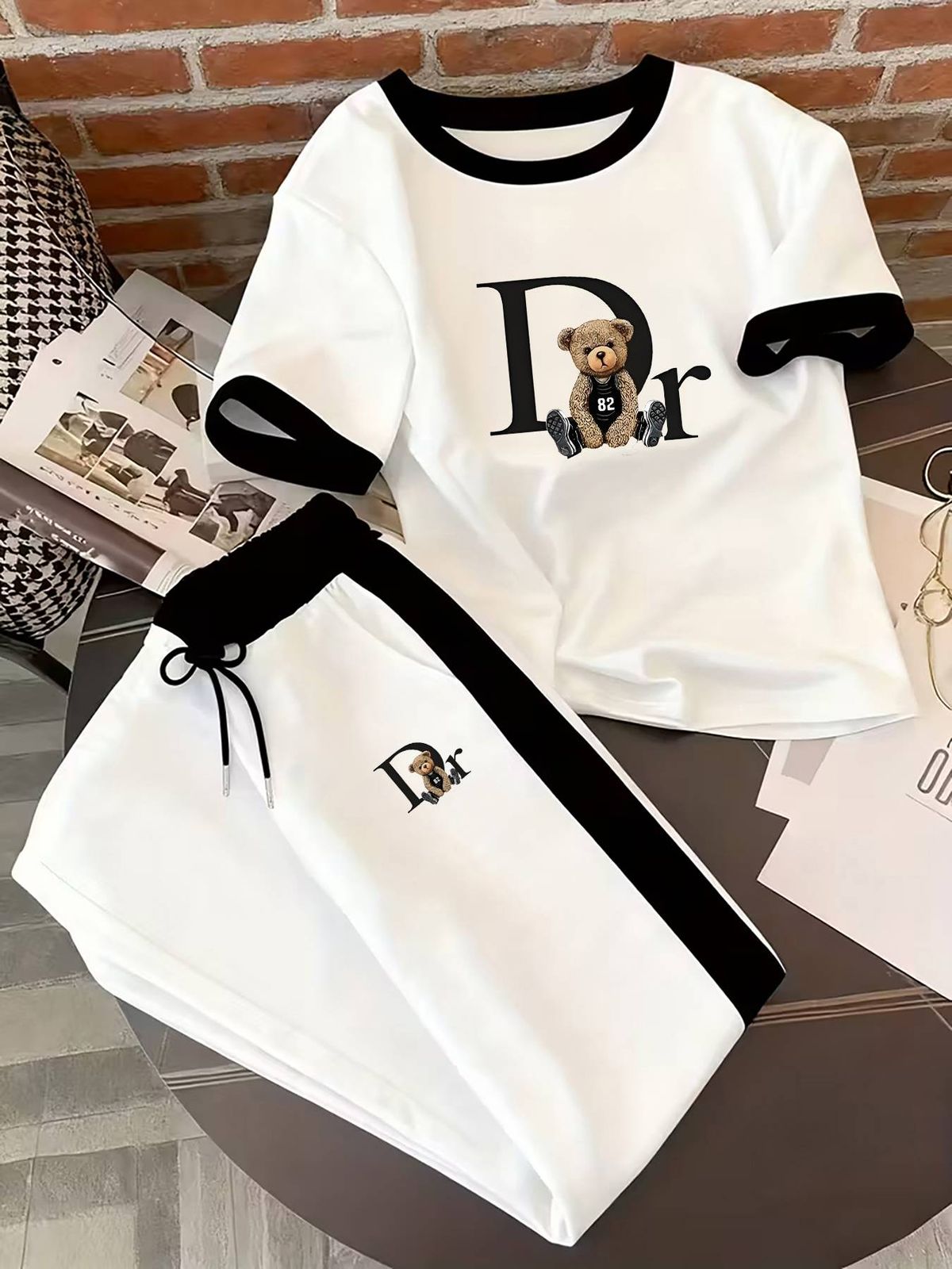 Women's Clothing Women's Spring Casual V Neck Irregular Top Wide Leg Button Design Pants Two Piece Suit_ecoleips.com