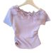 Women's Clothing Style Sweet 3D Floral Print Short Sleeve T-Shirt Women's Slim Fit Waist Cinching Summer Top Fashion_ecoleips.com