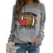 Women's Clothing Site Ready Stock Simple Pullover Crewneck Top T shirt TouchDown Print Loose Sweatshirt_ecoleips.com