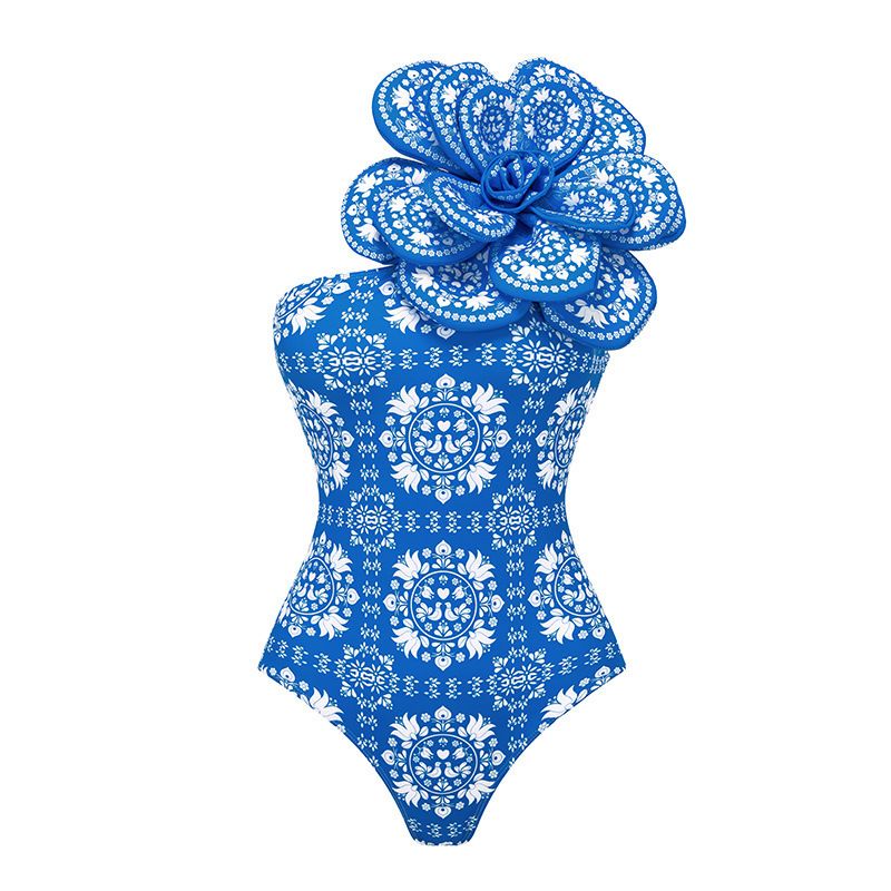 Women's 3D Floral Print One Piece Swimsuit Ethnic Style Cross-Band Back Beach Vacation Fashion Sexy Simple Nylon Polyester_ecoleips.com