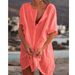 Women's Clothing Shirts Multi Color Multi Size Medium Long Loose Solid Color Short Sleeved Shirts_ecoleips.com