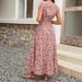 Elegant Pure Women's Dress Cross Border Style Slimming Fitted Waist Short Sleeves for Summer And Spring Alluring Ethereal_ecoleips.com