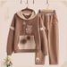 Women's Autumn/Winter Hoodie Set, New Style For Junior High School Students, Hooded, Loose Fit, Casual Two Piece Set, Warm Long Sleeved Clothing_ecoleips.com