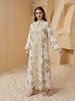 Modest Abaya Dress/Muslim Dress Women Elegant Embroidered Dress - Modest Muslim Long Sleeve Maxi Robe - Dubai Style Islamic Clothing (Blue, Yellow)_ecoleips.com