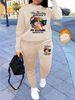 Women's Autumn And Winter Hip-hop Casual Street Lip Print Letter Print Round Neck Sweatshirt+sports Pants Set-606_ecoleips.com
