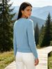Light Blue Cable Pit Rib Knit Cardigan, Loose Lightweight Breathable Soft Skin-touch Button Long Sleeve Jacket_ecoleips.com
