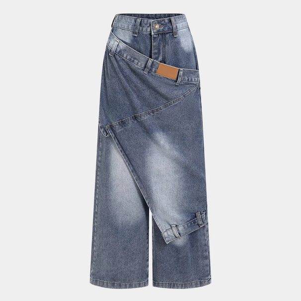 Women's Clothing Women's Denim Jeans Cross-Over Design Deconstructed Layered Washed For Formal & Casual For Women_ecoleips.com