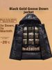 Black, Gold, And White Goose Down Jacket, Unisex, Couple Style, Short Over-the-knee, Winter Thickened Casual Wear, High-end Casual Style._ecoleips.com