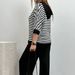 Women's Clothing Striped Mid-Sleeve Hooded Sweatshirt & Solid Color Slimming Straight Leg Trousers Two Piece Set Casual Spring/Autumn Summer Outfit_ecoleips.com